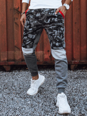 Spodnie męskie dresowe camo antracytowe Dstreet