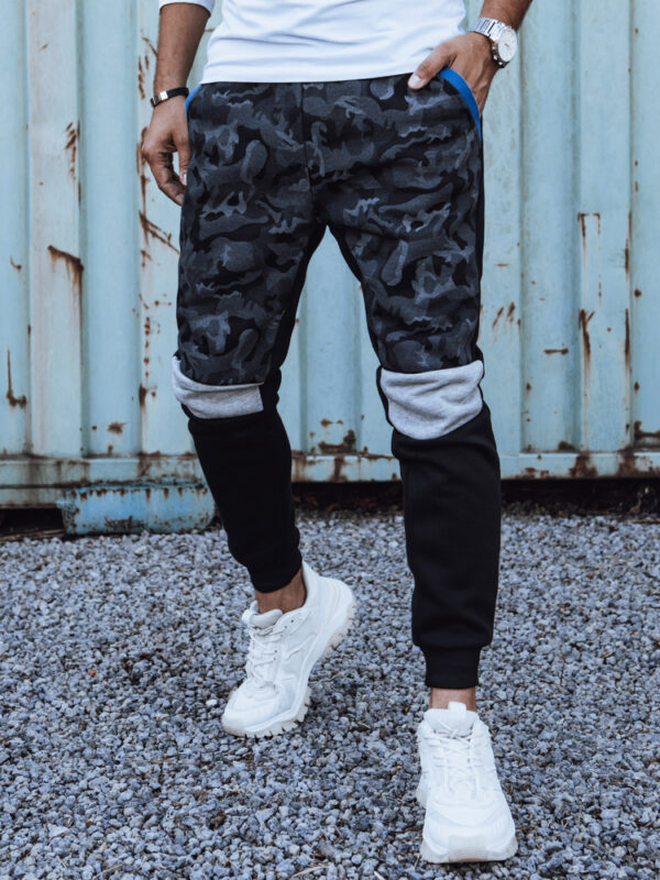 Spodnie męskie dresowe camo czarne Dstreet