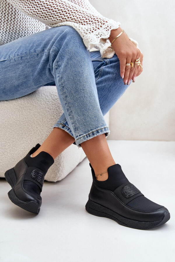 Sportos cipők platformon bőr fekete Artiker Sportos cipők platformon bőr fekete Artiker