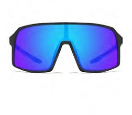 Sports sunglasses WAYE - 7 Matt Black w Blue Multi lens Cat. 3