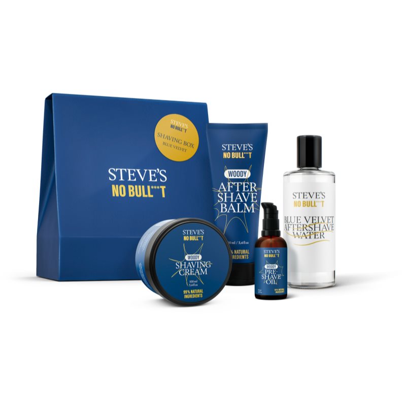 Steve's No Bull***t Shaving Box Blue Velvet ajándékszett borotválkozáshoz uraknak-Ár