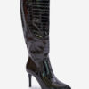 Stiletto heel Cossacks with black embossing Reanwenna