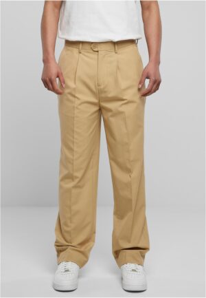 Straight pleated trousers in beige