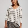 Striped blouse with V-neck