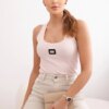 Striped blouse with a metal plate of powder pink