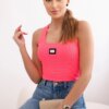 Striped blouse with a metal plate pink neon