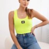Striped blouse with a yellow neon metal plate