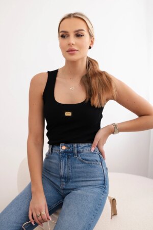 Striped blouse with black metal plate Striped blouse with black metal plate