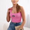 Striped blouse with metal plate pink