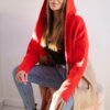 Striped hooded sweater red+camel+powder pink