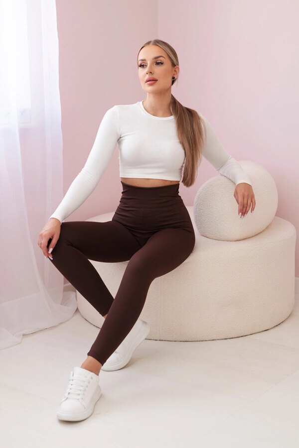 Striped leggings pants brown