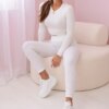 Striped leggings pants white