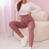 Striped leggings trousers navy pink