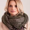 Striped scarf with fringe green