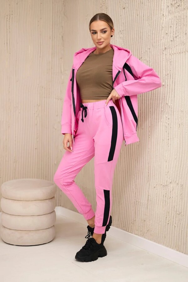 Striped sports set light pink