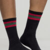 Striped sports socks 2-pack black/fiery red/green