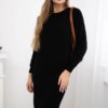 Striped sweater dress in black