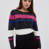 Striped sweater with metallic thread