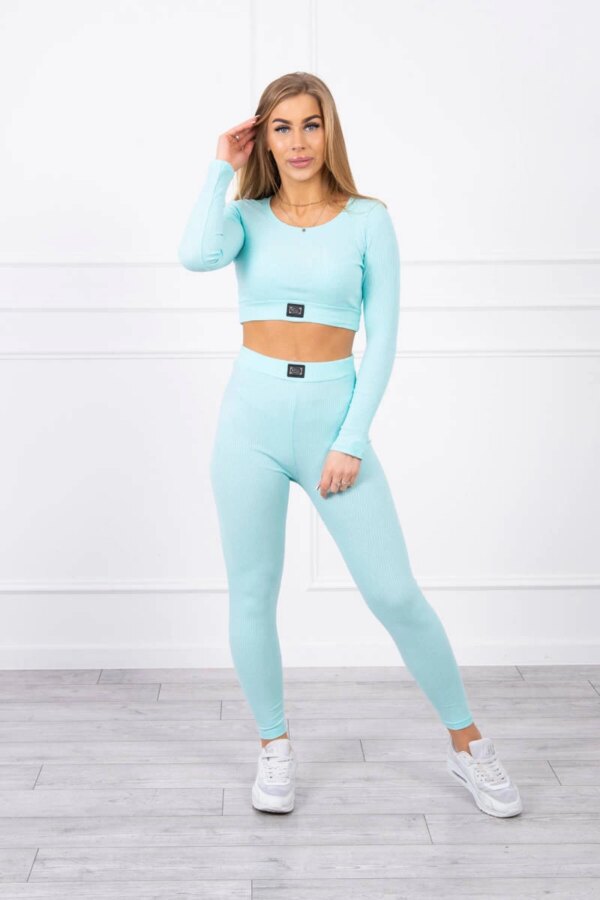 Striped top set with mint blouse