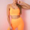 Striped top set with orange neon blouse