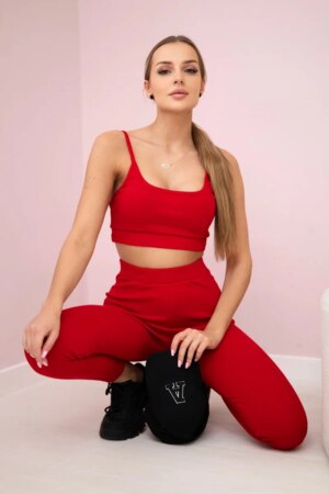Striped top with red blouse