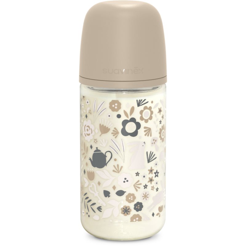 Suavinex Wonderland SX Pro Physiological Anti-Colic Glass cumisüveg üvegből M Medium Flow 3 m+ Liberty Cream 240 ml