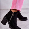 Suede high-heeled boots with zipper Black Sevione