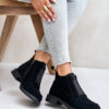 Suede low ankle boots on a flat heel insulated with D&A black
