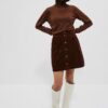 Suede skirt with decorative buttons