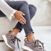 Suede women's sneakers with chunky lacing Artiker grey
