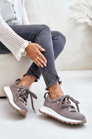 Suede women's sneakers with chunky lacing Artiker grey Suede women's sneakers with chunky lacing Artiker grey