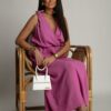 Summer dress made of heather muslin with a clutch neckline