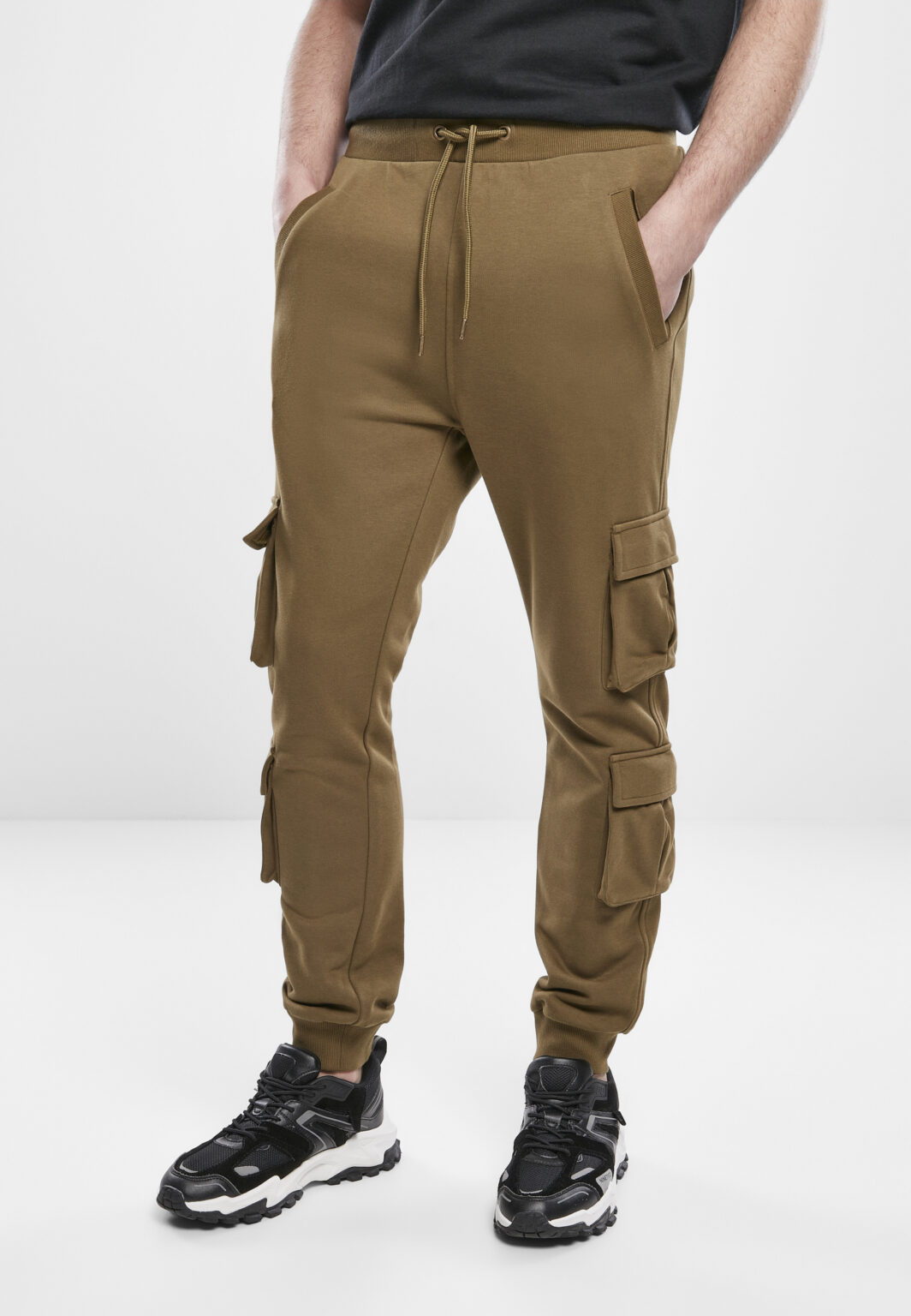 Summer olive terry trousers with double pocket