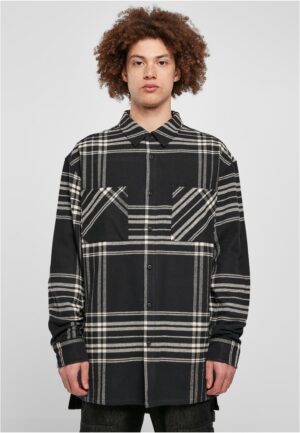 Summit Long Oversized Plaid Shirt Black