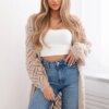 Super KID Mohair long cardigan sweater beige