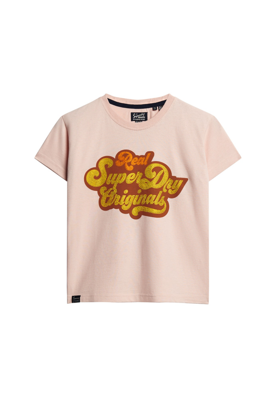 Superdry Póló  sárga / homár / fáradt rózsaszín-Ár