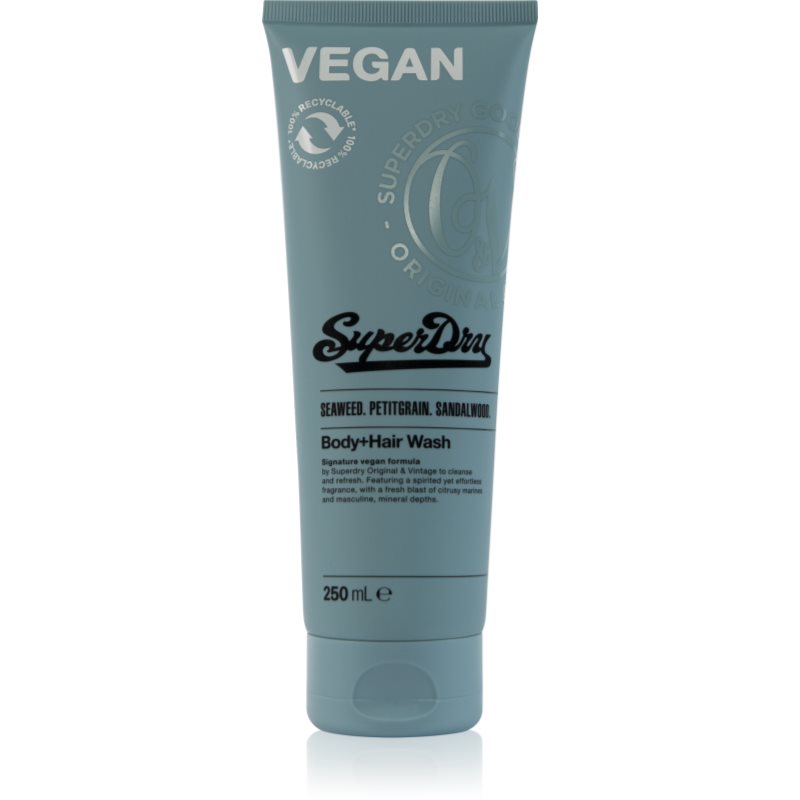 Superdry Seaweed. Petitgrain. Sandalwood. tusfürdő gél testre és hajra uraknak 250 ml-Ár