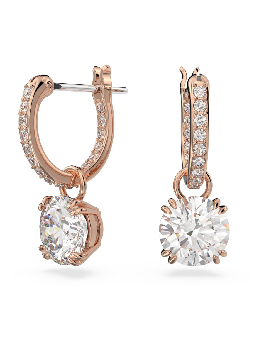 Swarovski Fülbevalók  rózsaszín arany / átlátszó-Hungary