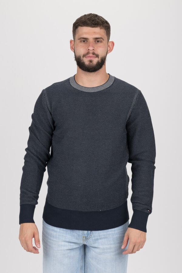 Sweater - TOMMY HILFIGER TWO COLOR STRUCTURED SWEATER dark blue-grey