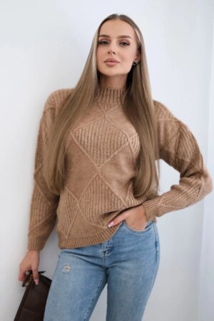 Sweater over the head made of Camel diamonds
