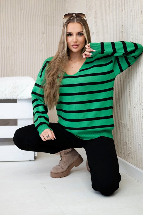 Sweater set Striped sweatshirt + Trousers green