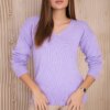 Sweater with V-neck in purple color