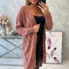 Sweater with a geometric pattern in dark pink