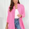 Sweater with batwing sleeve light pink