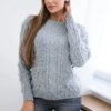 Sweater with cable weave in gray color