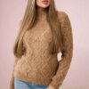 Sweater with decorative fabric Camel