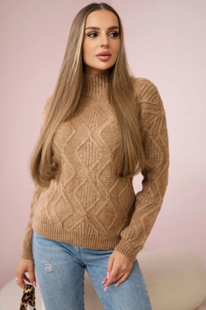 Sweater with decorative fabric Camel