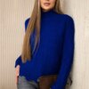 Sweater with decorative frills cornflower blue