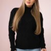 Sweater with decorative knitting in black color