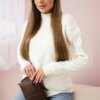 Sweater with decorative weave ecru
